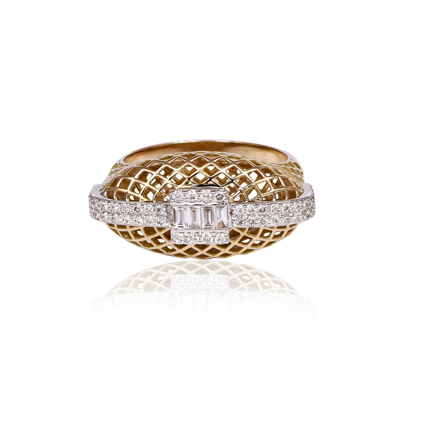 Fish Net Pattern Diamond Ring