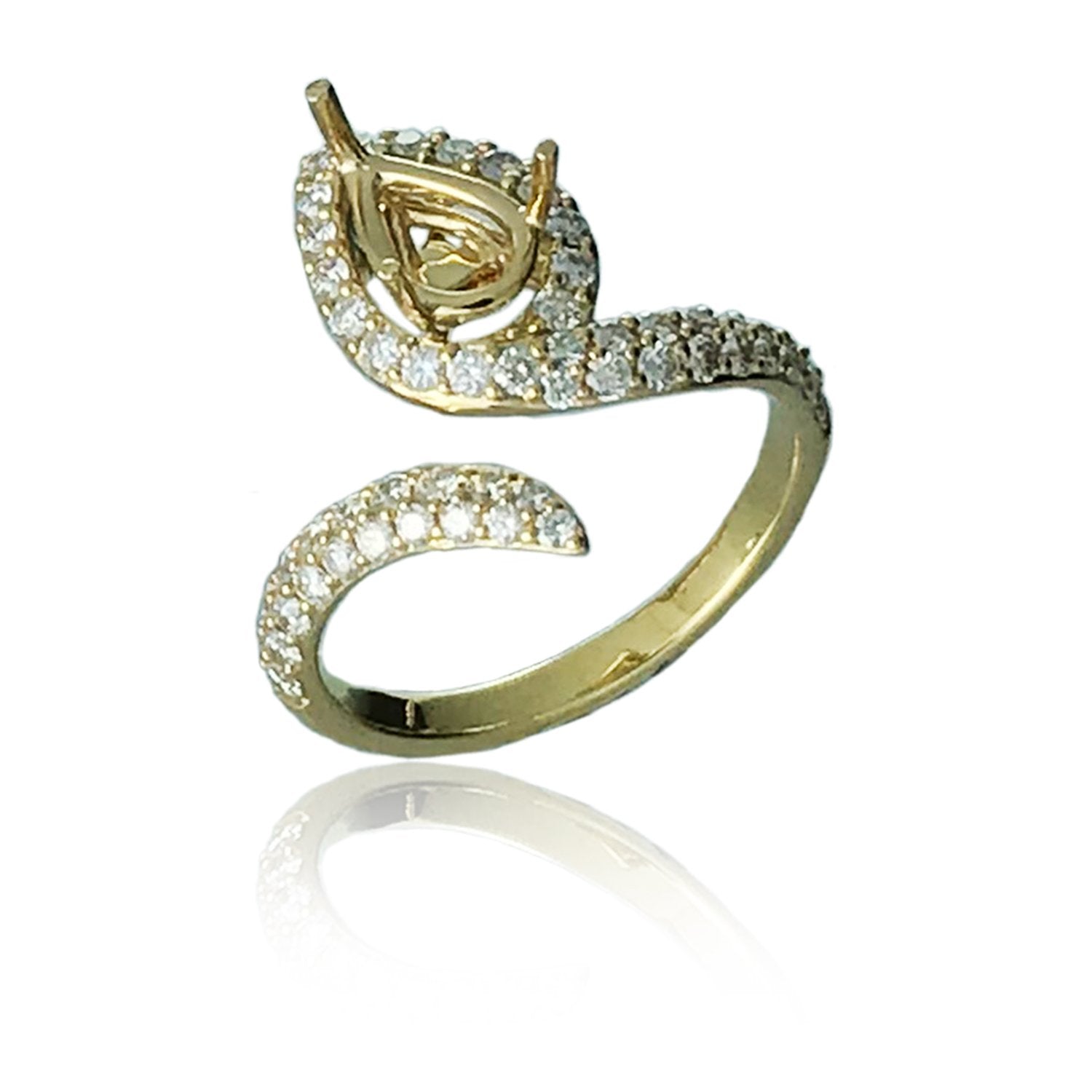 Diya Flame Yellow Gold Diamond Ring