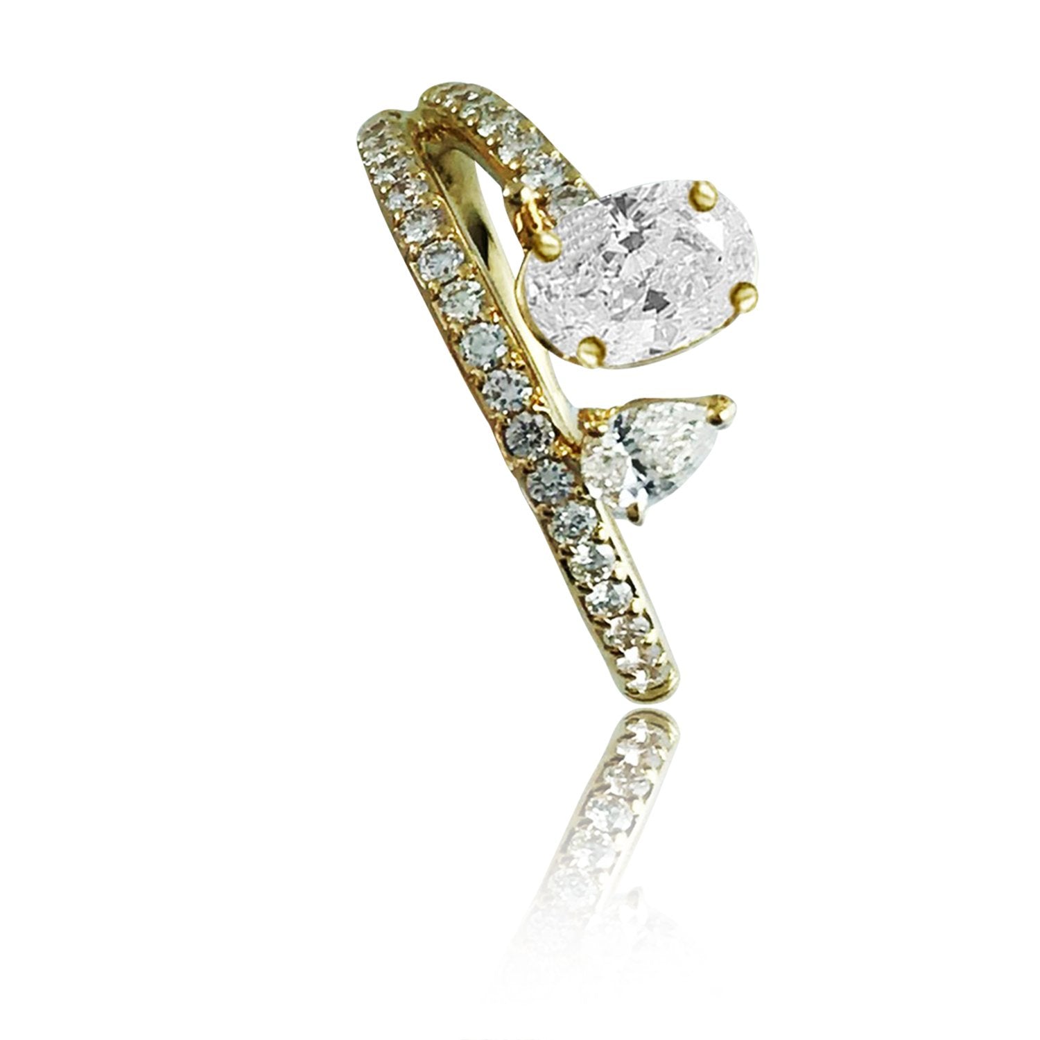 Two Flamed Diamond Ring