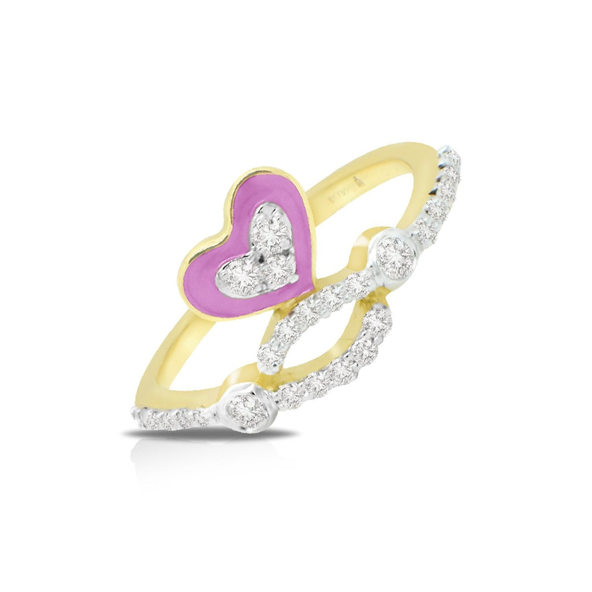Pink Ringed Heart Diamond Ring