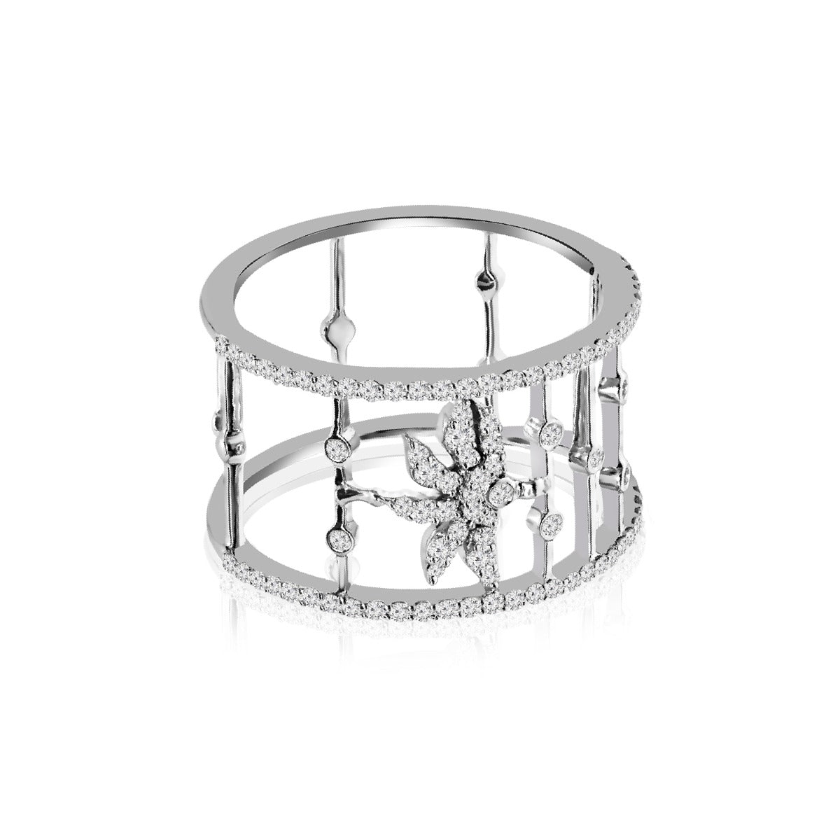 Fenced Spotted Diamond Ring