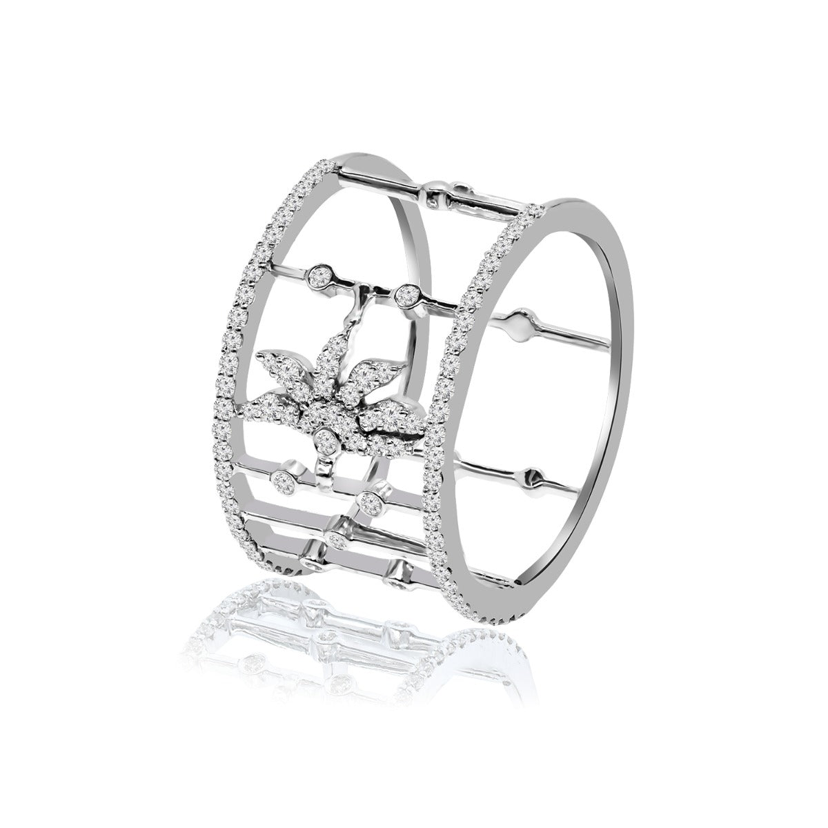 Fenced Spotted Diamond Ring