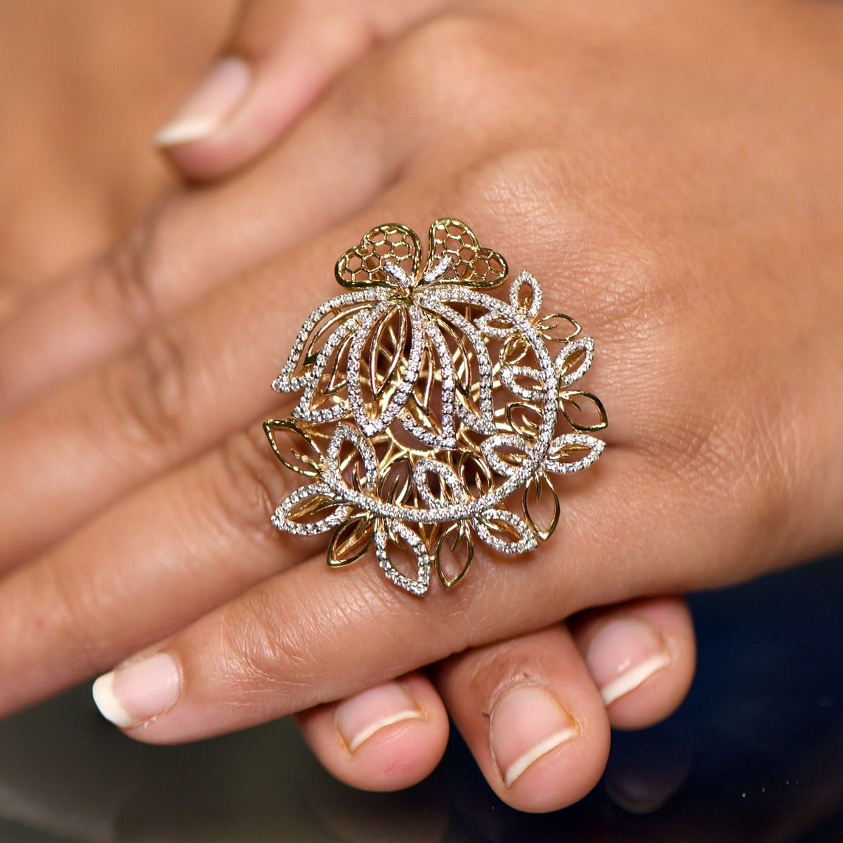 Moon Flower Diamond Ring