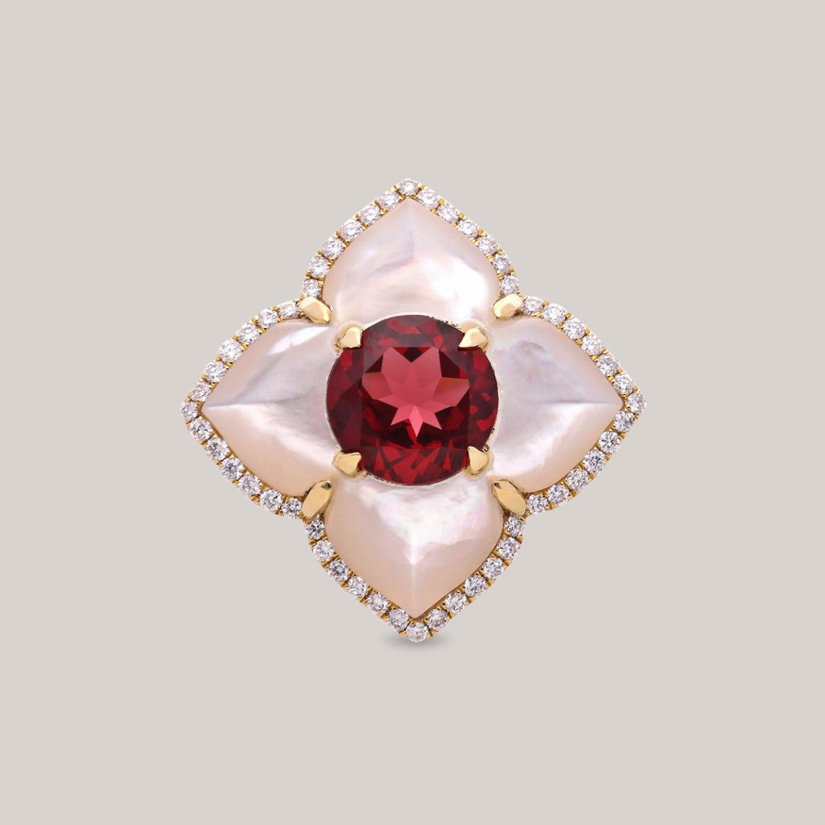 Garnet Bloom Diamond Ring