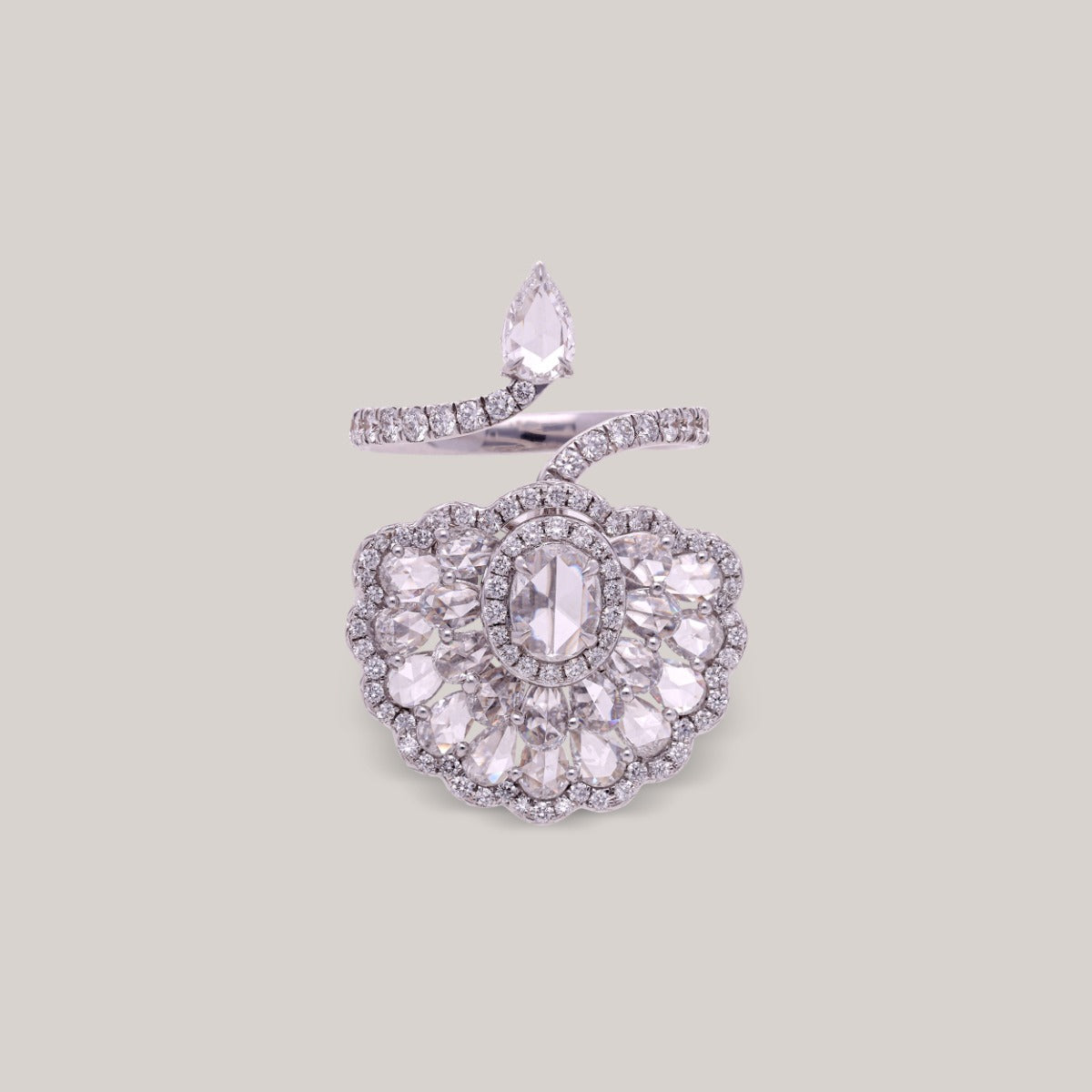 Graceful Blossom Spiral Diamond Ring