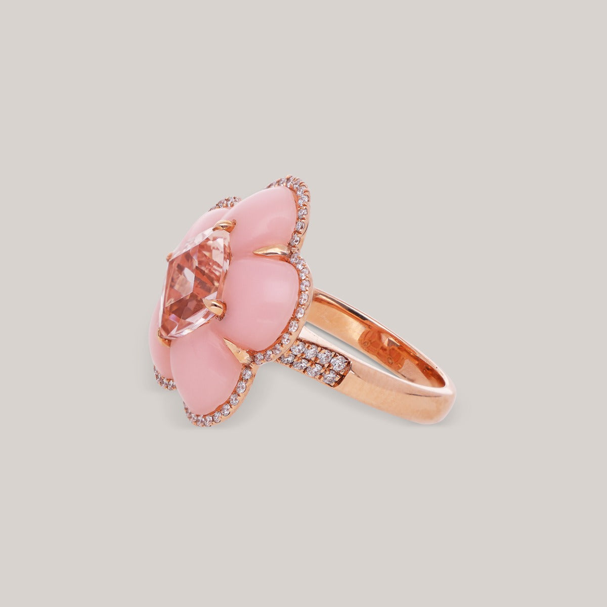 Feminine Grace Flower Diamond Ring