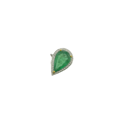 Green Flamed Diamond Ring