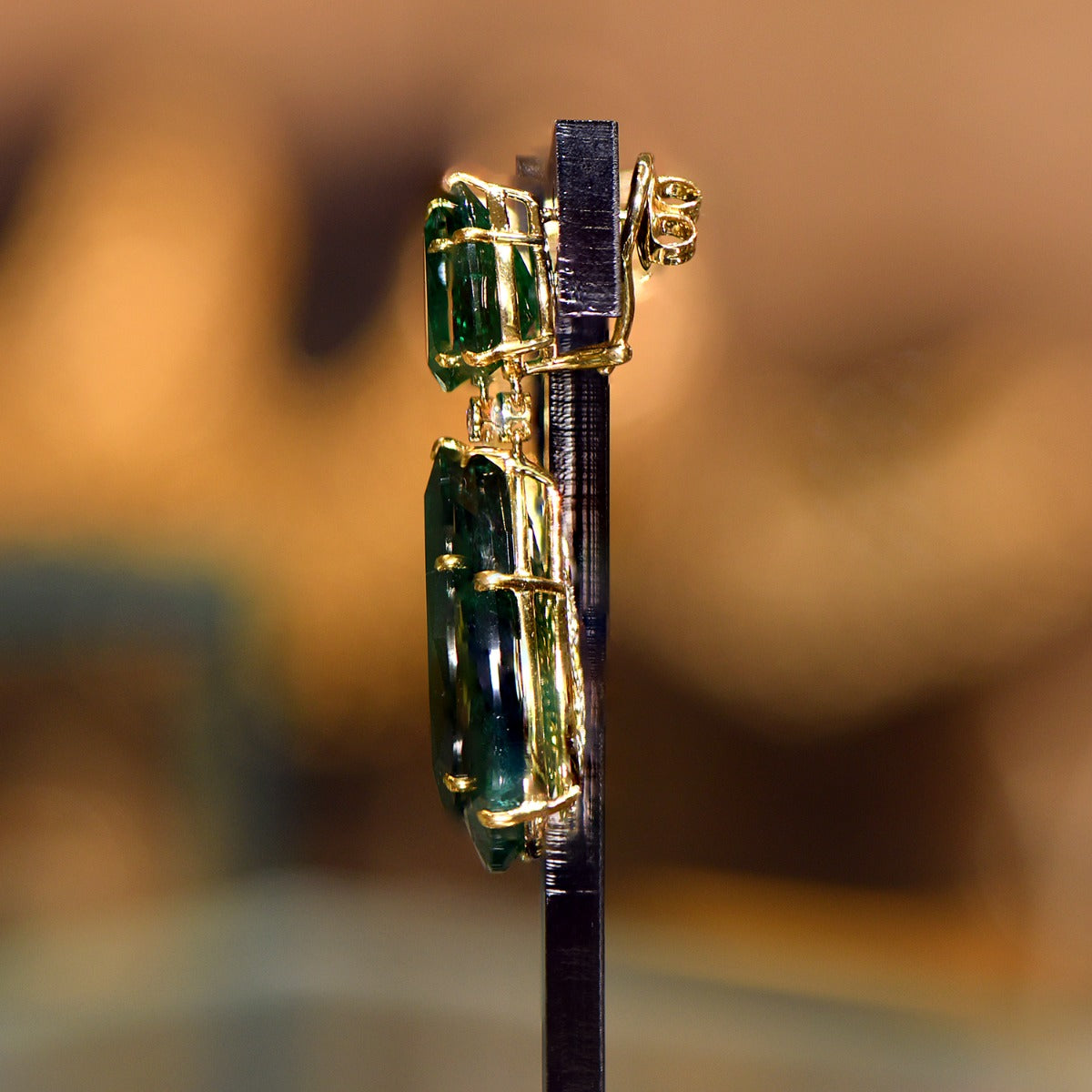 Exotic Emerald Pinned Earrings