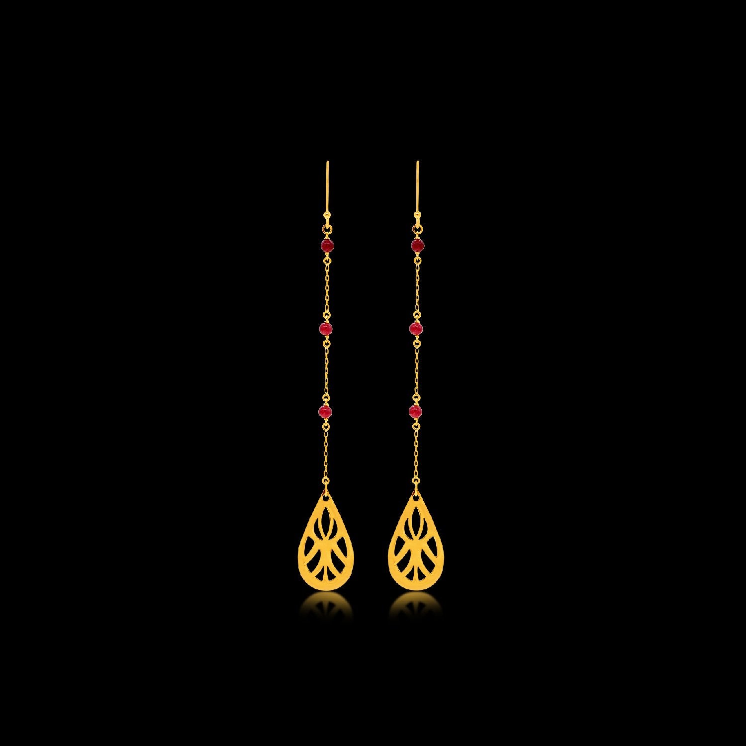 Red Beads Drop Danglers