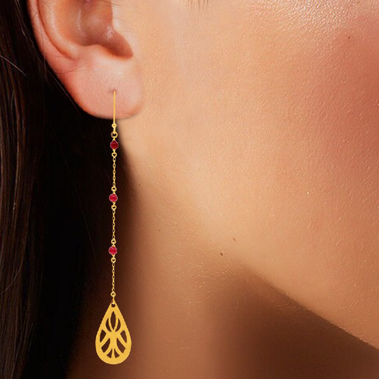 Red Beads Drop Danglers