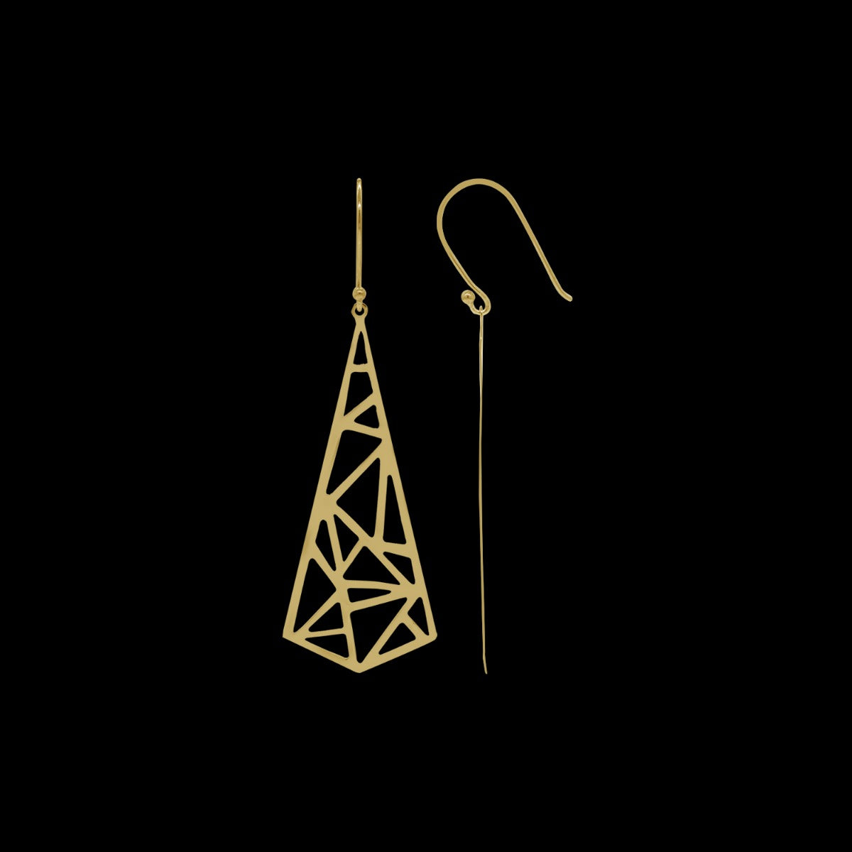 Golden Triangular Drop Earrings