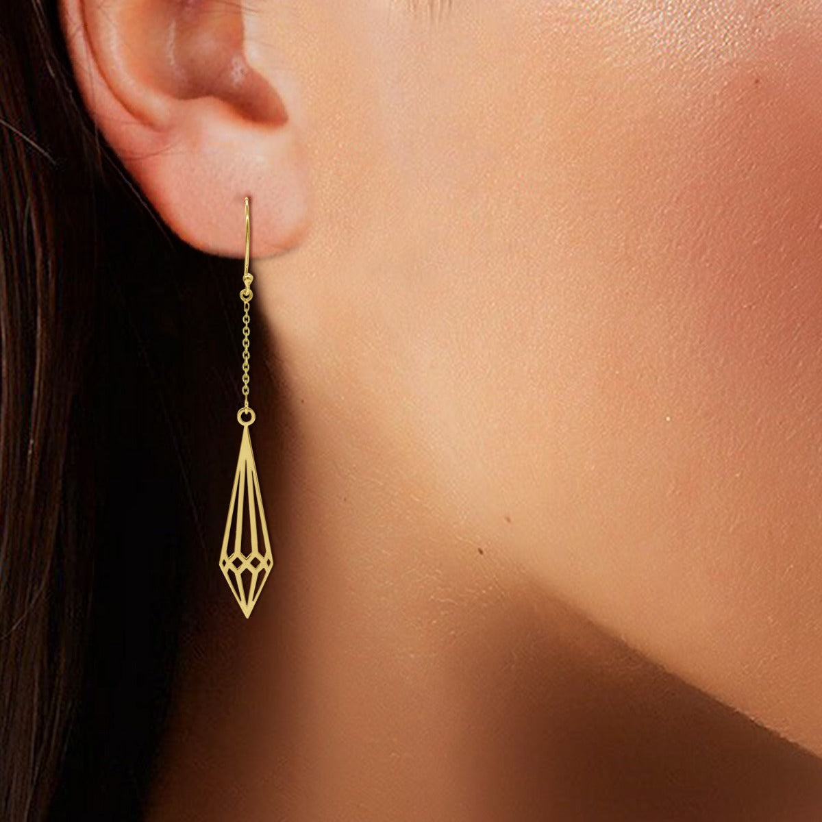 Sleek Lattice Drop Earrings