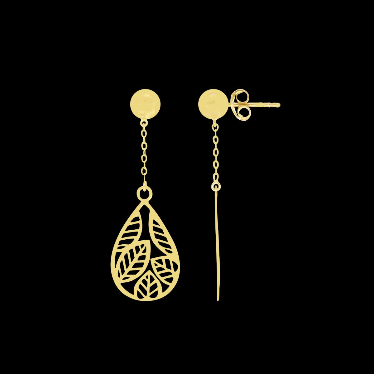Ornate Leaf Drop Earrings