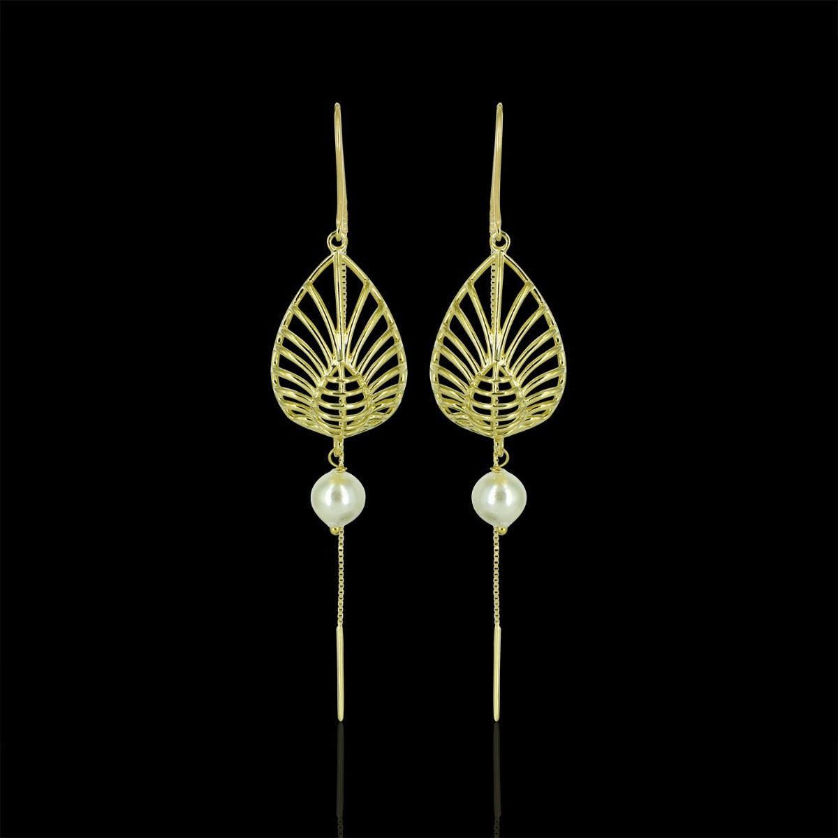 Leafy Pearl Sui Dhaga Earrings