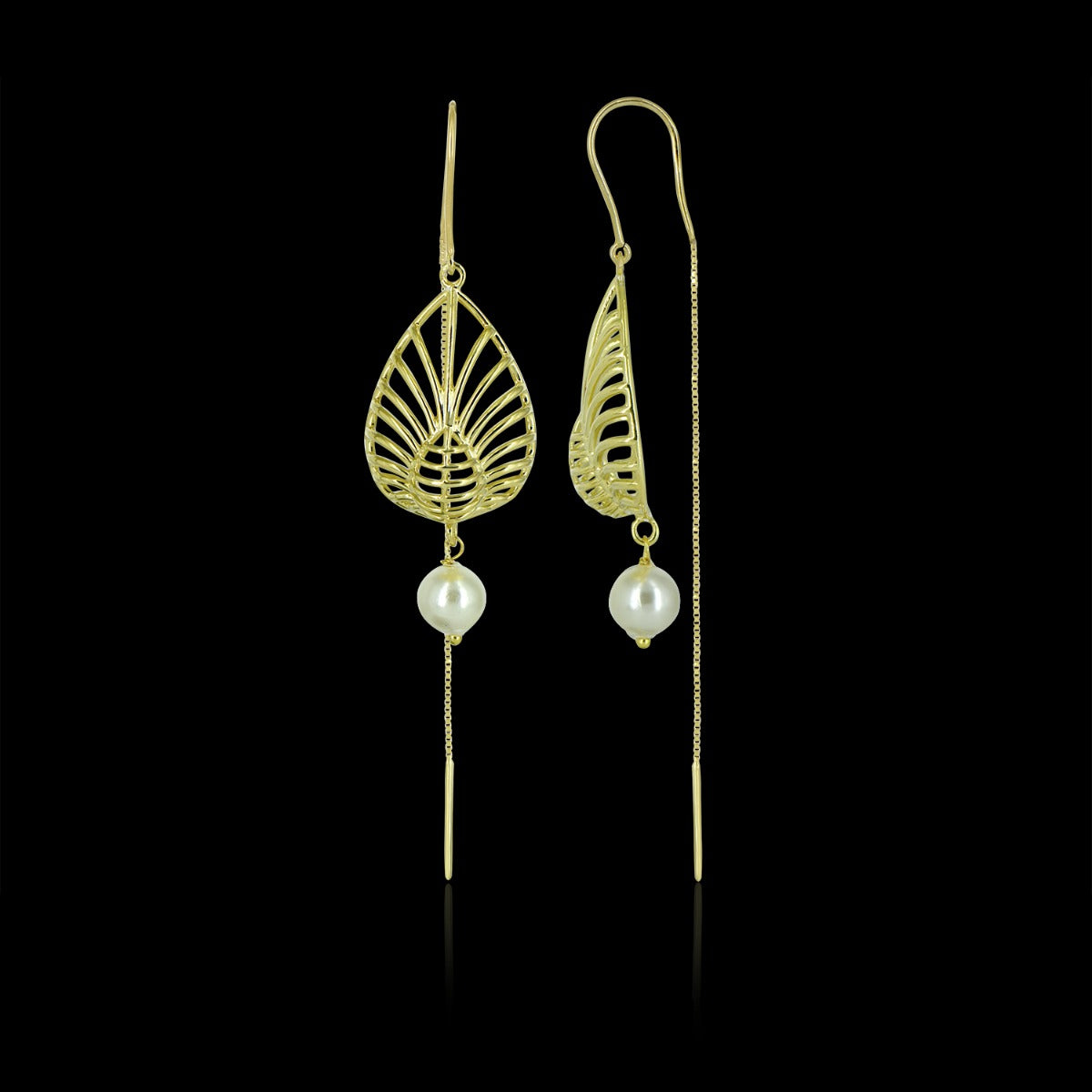 Leafy Pearl Sui Dhaga Earrings