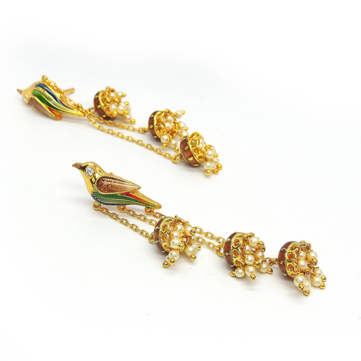 Swaying Parrot Enamel Drop Earrings