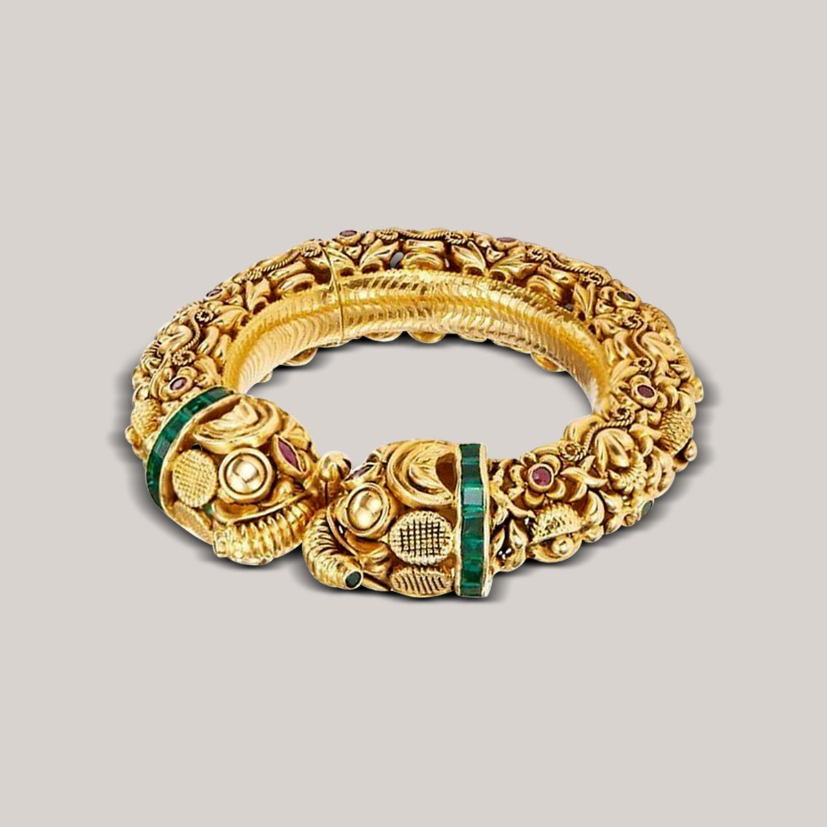 Royal Green Elephant Gold Bangle