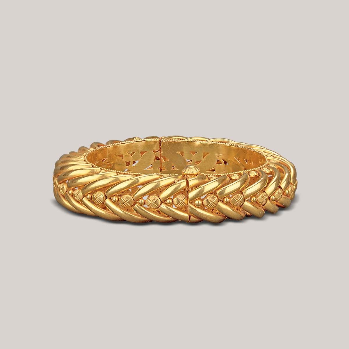 Stripey Feather Gold Bangle