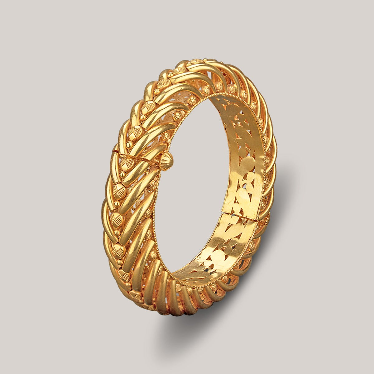 Stripey Feather Gold Bangle