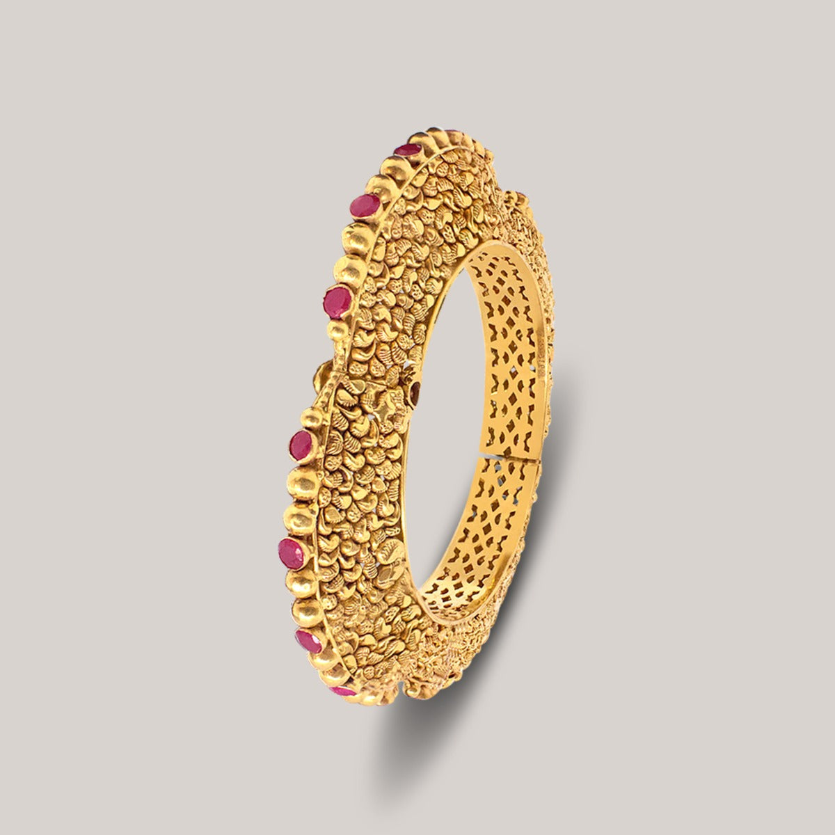 Ruby Studded Gold Kada