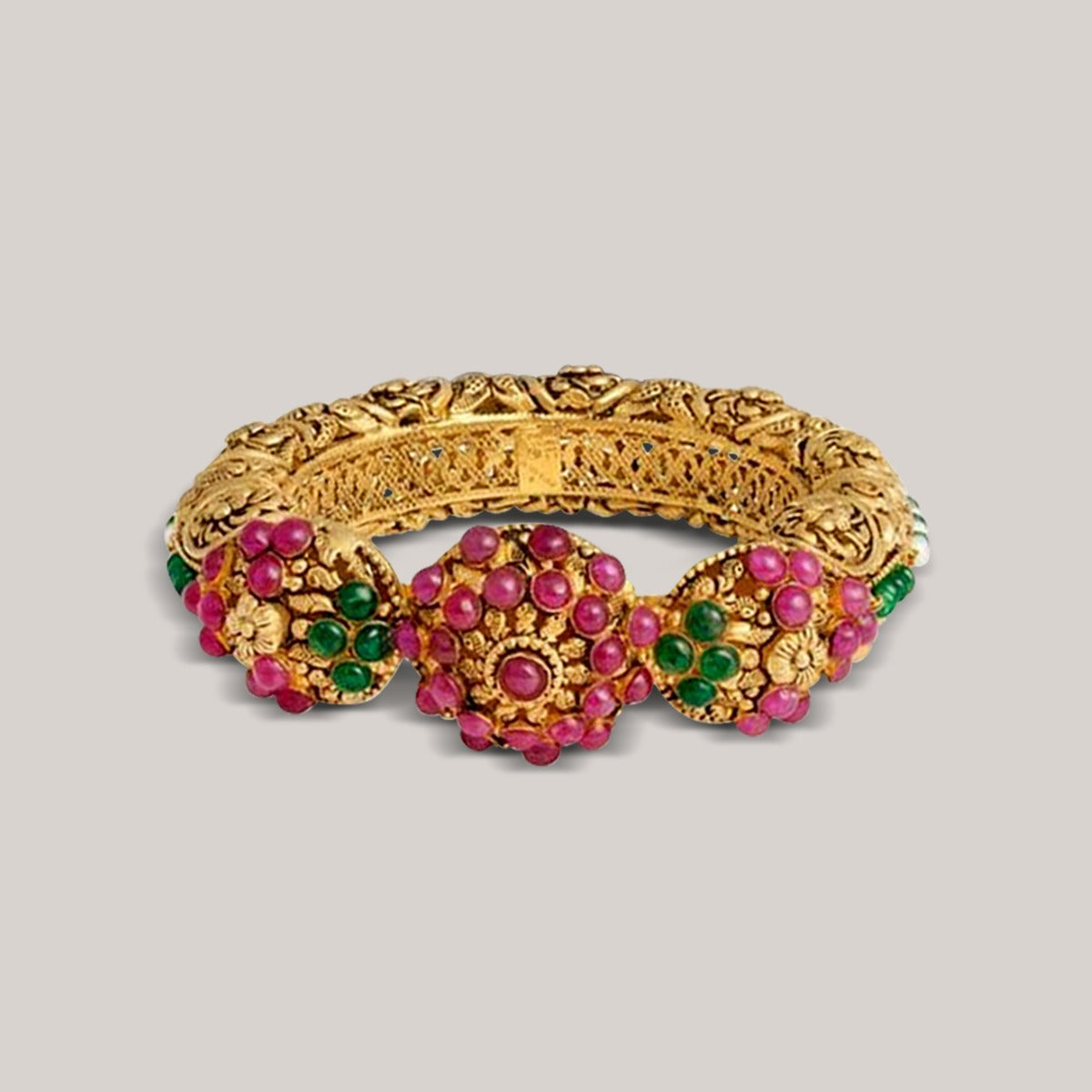 Ruby Studded Gold Kada