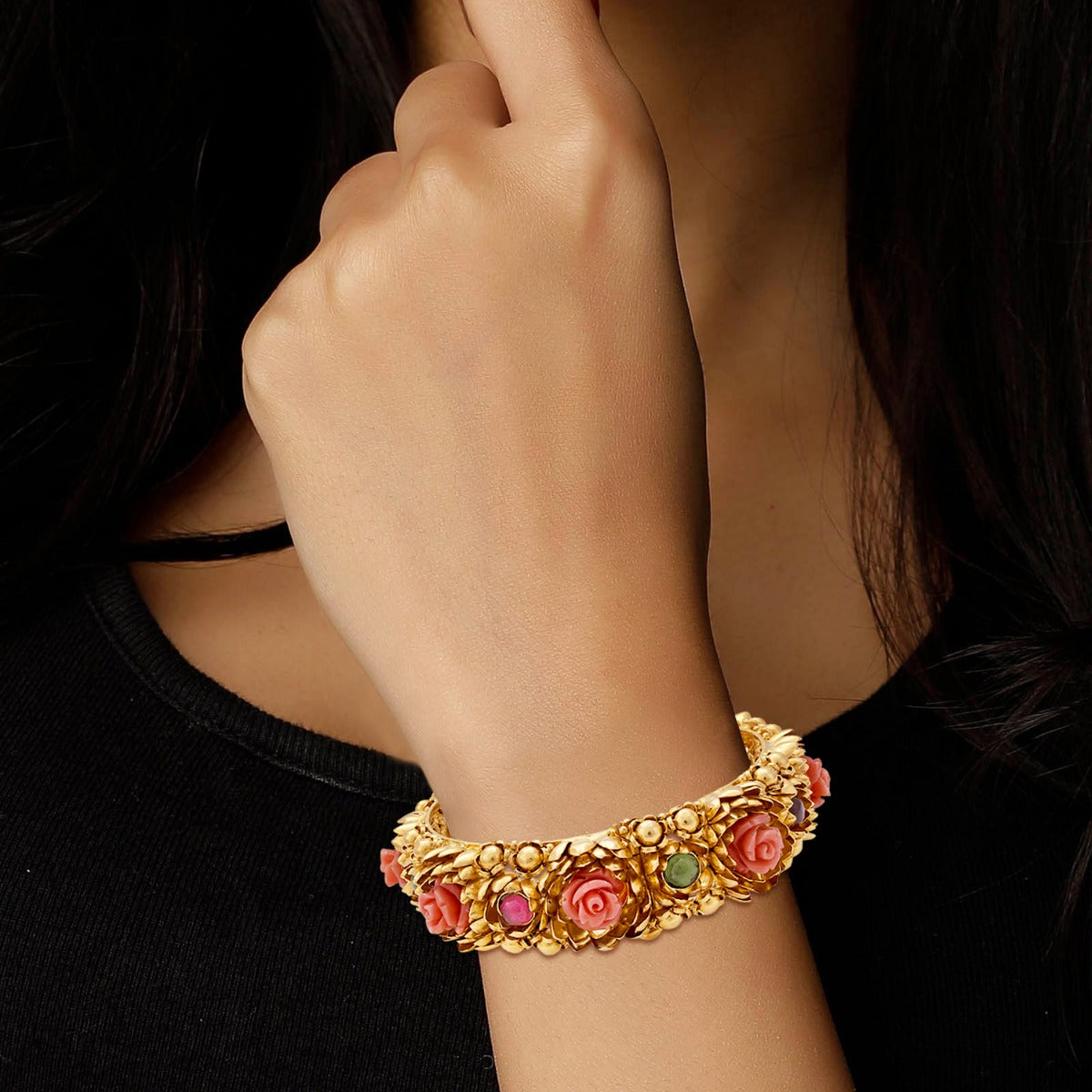 Flowerful Charm Gold Bangle