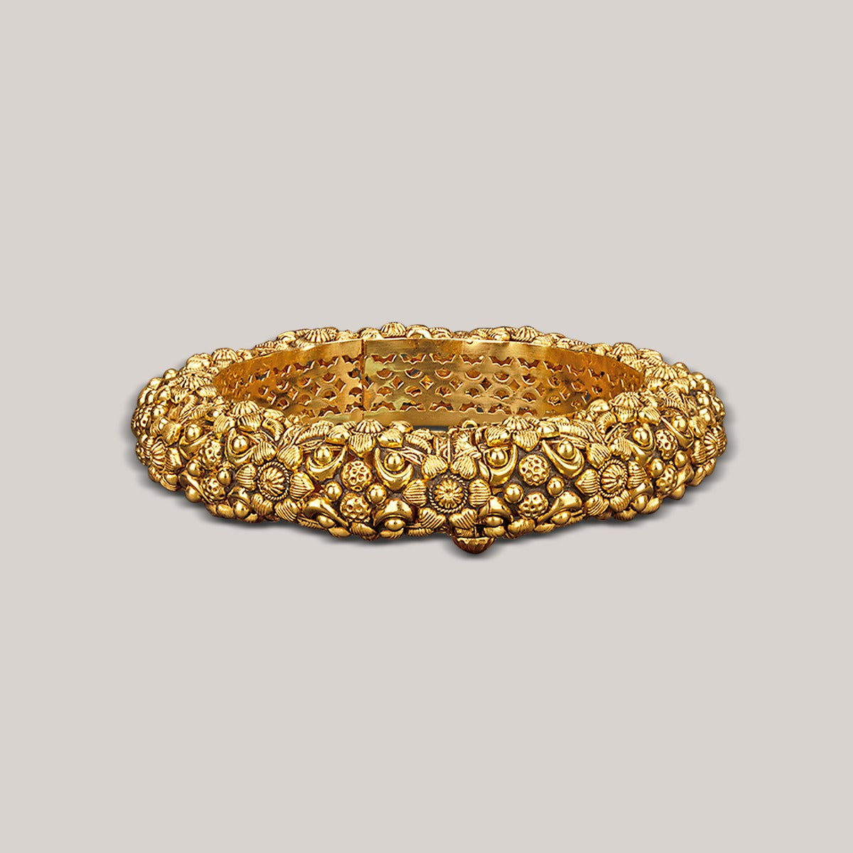 Floral Textured Gold Bangle