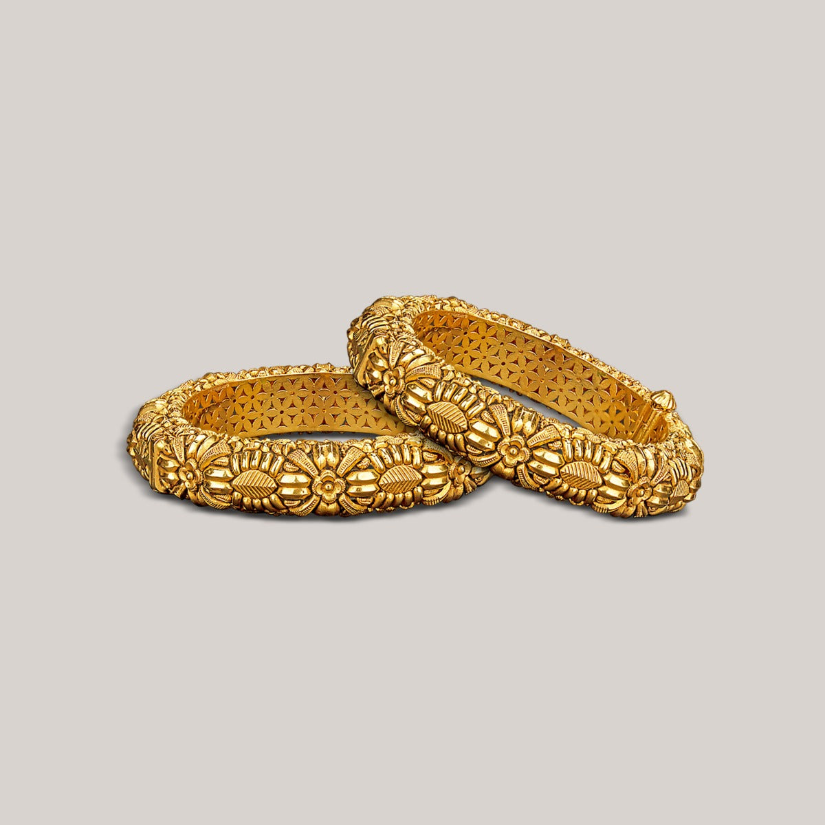 Leafy Floret Gold Bangle Set