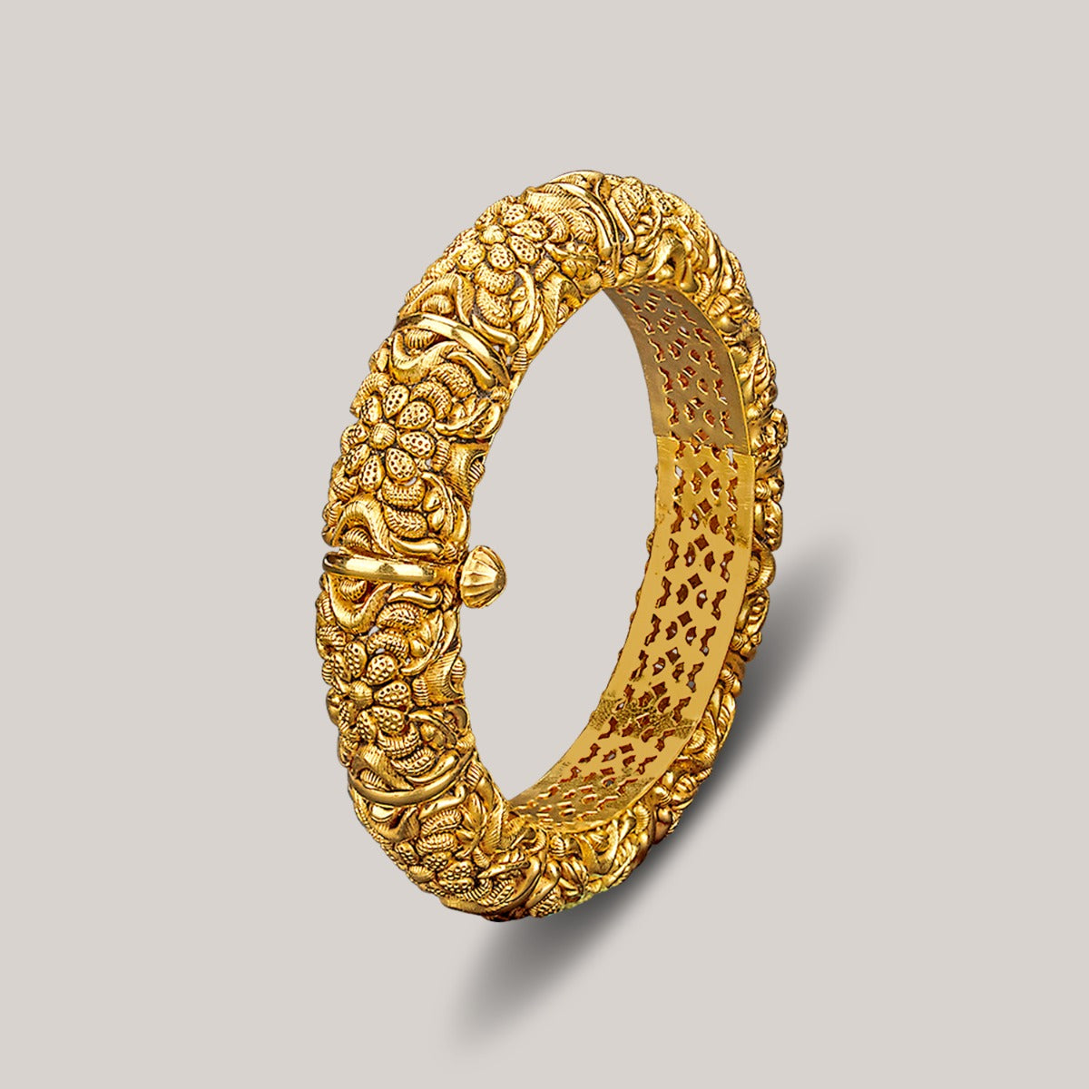Glossy Floral Gold Bangle