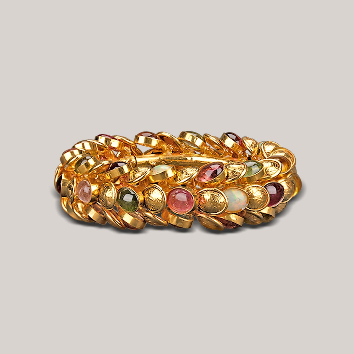 Creeper Multi-Stoned Gold Bangle