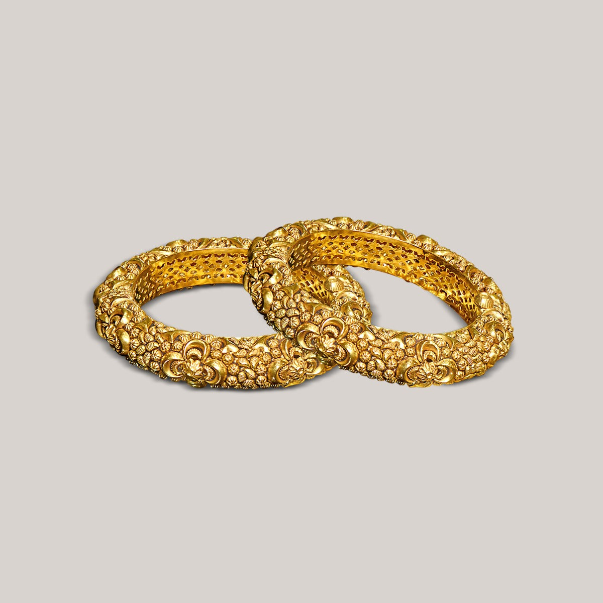Concave Floral "Thalaivi" Gold Bangles