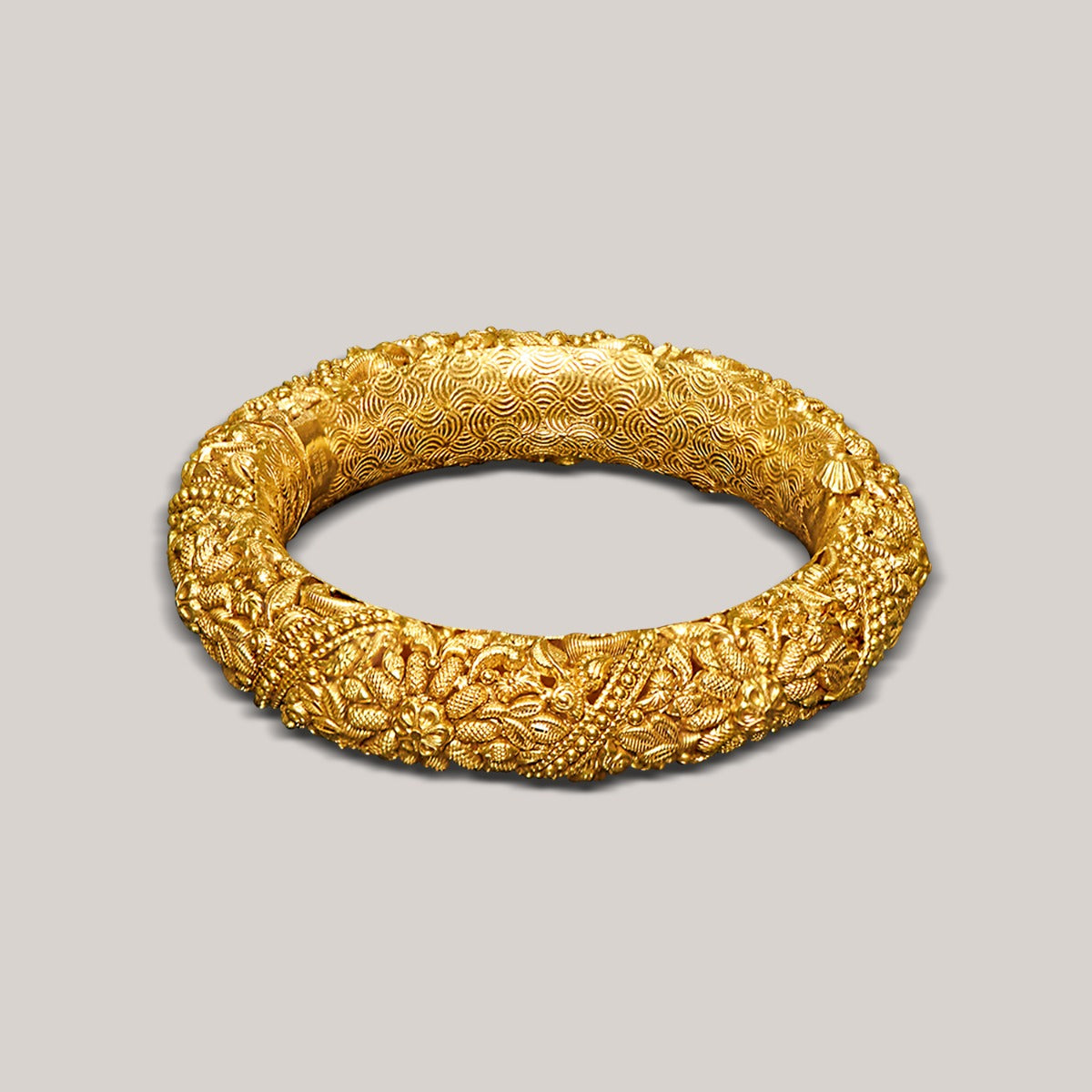 Etched "Floral Thalaivi" Gold Bangles