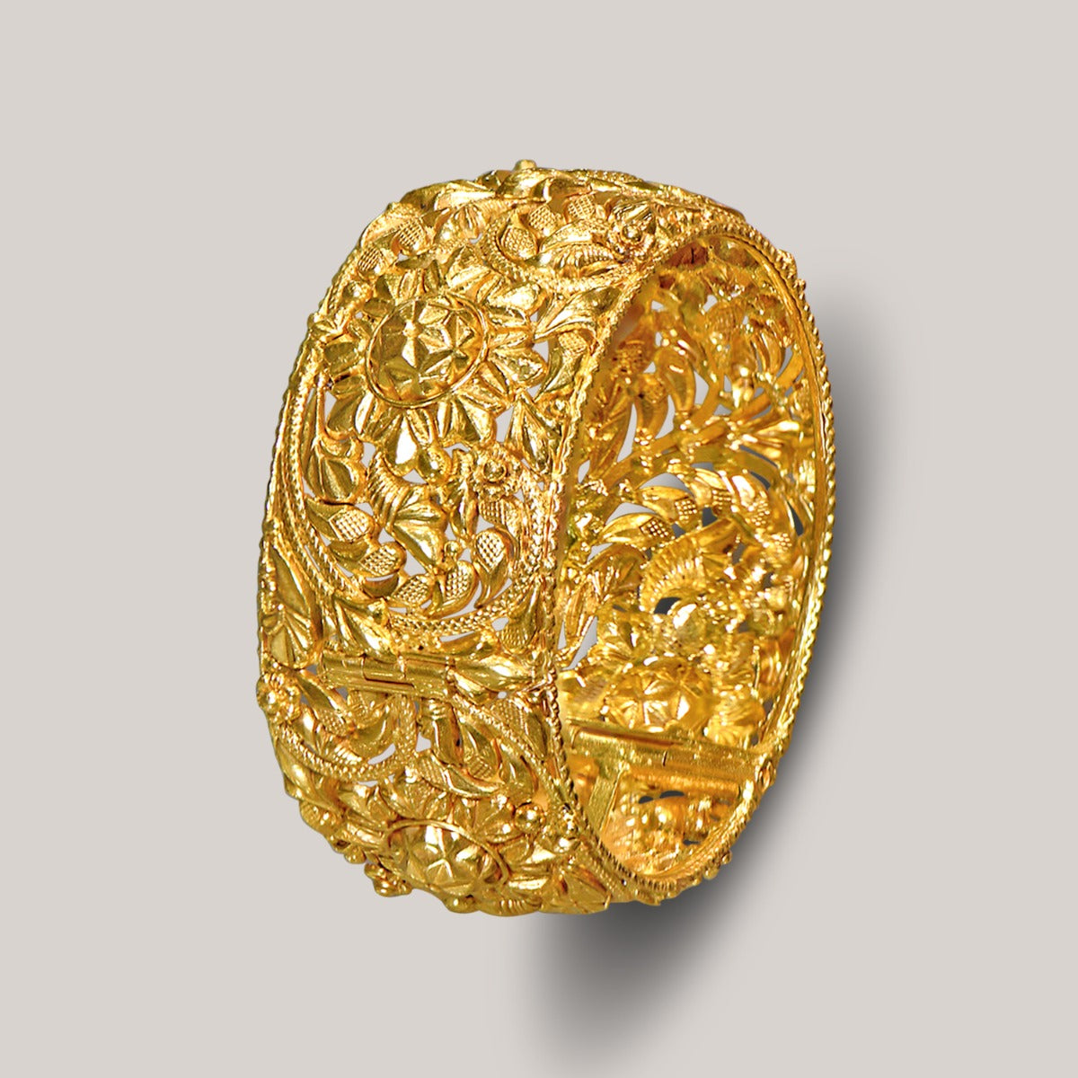 Peacock Neck Chunky Gold Bangle