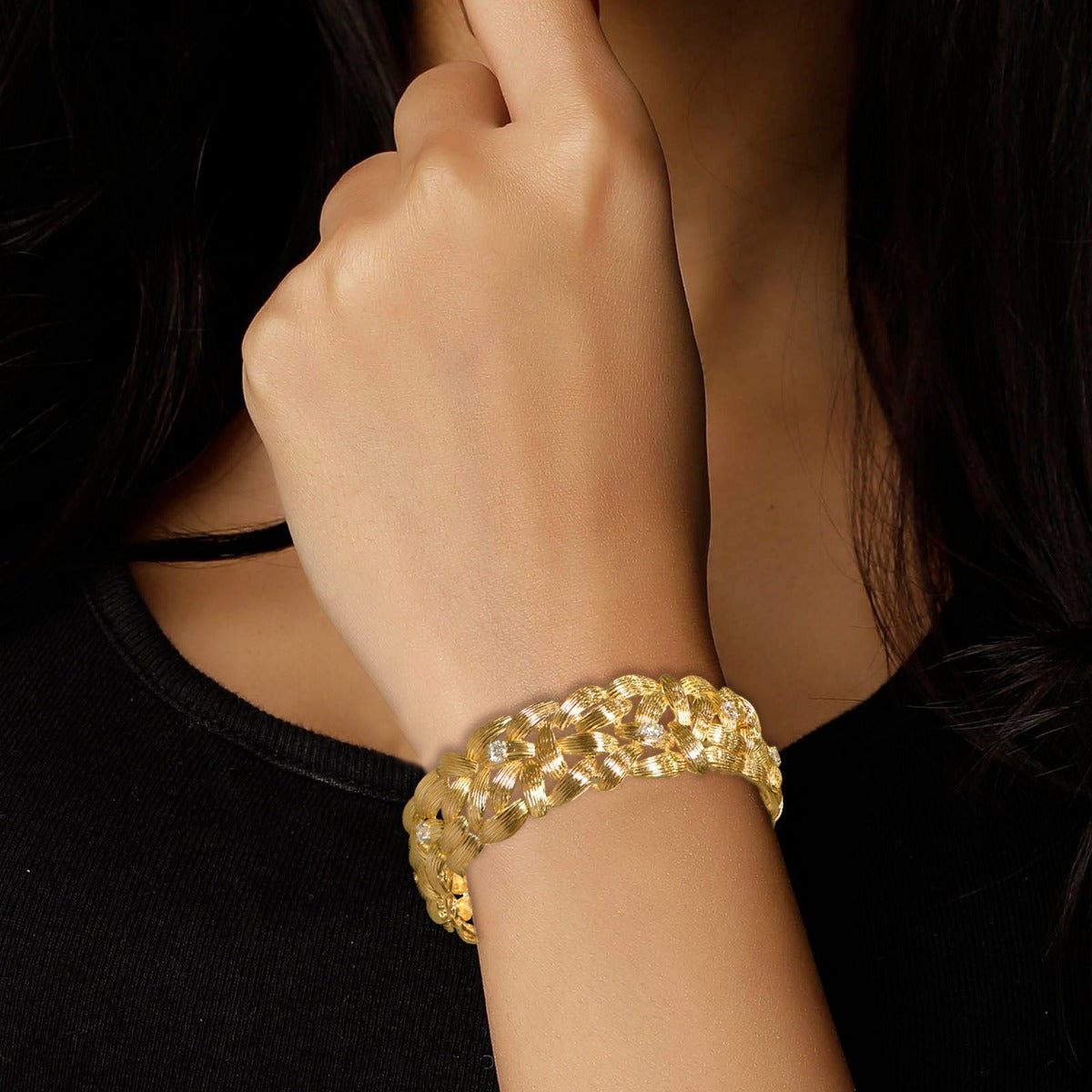 Crisscross Diamond Bangle