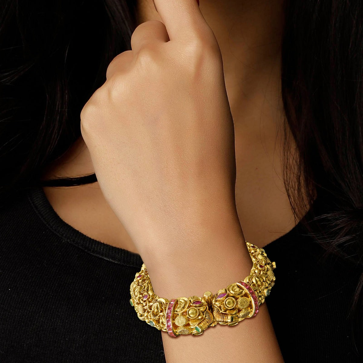 Royal Red Elephant Gold Bangle
