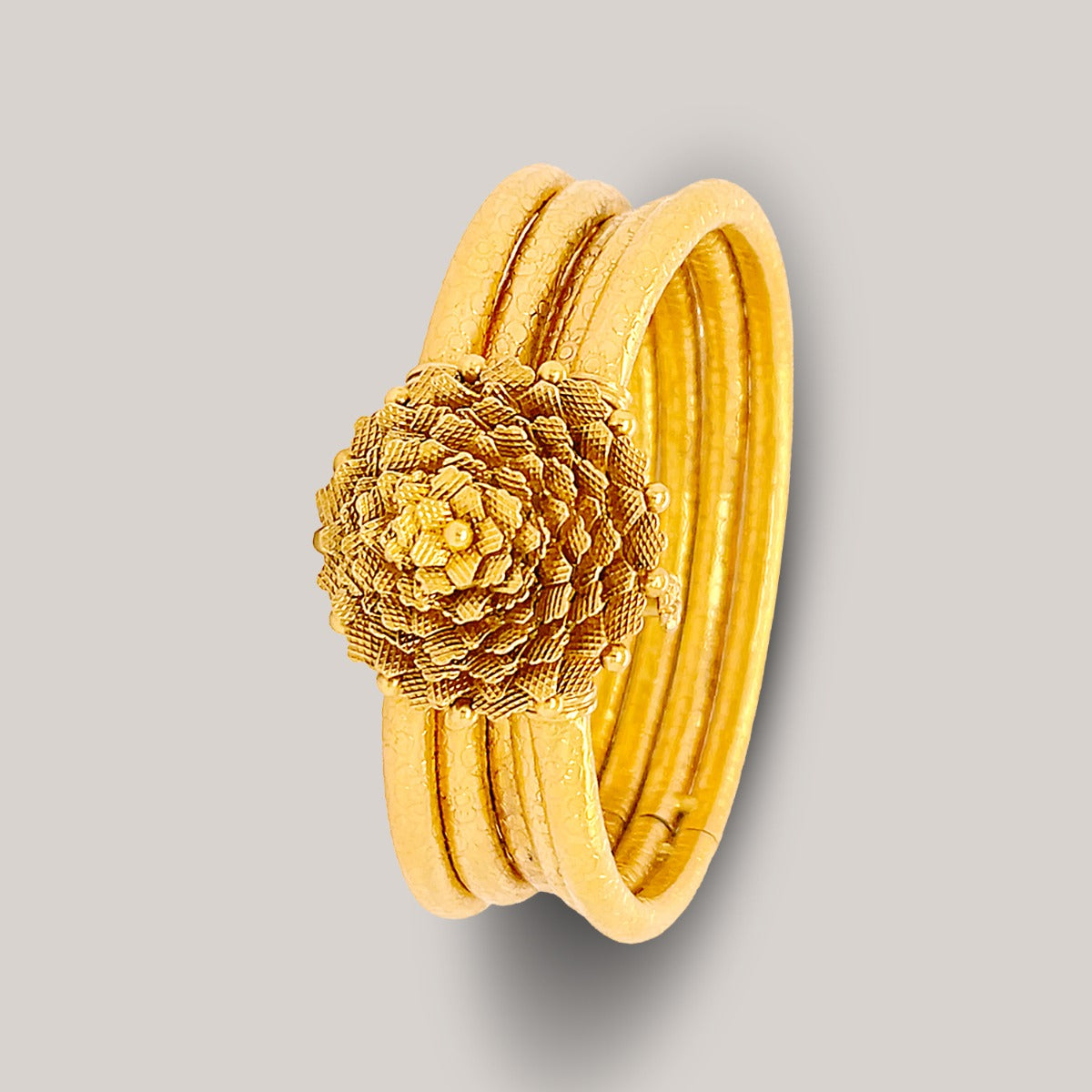 Sparkling Bloom Lotus Gold Bangle