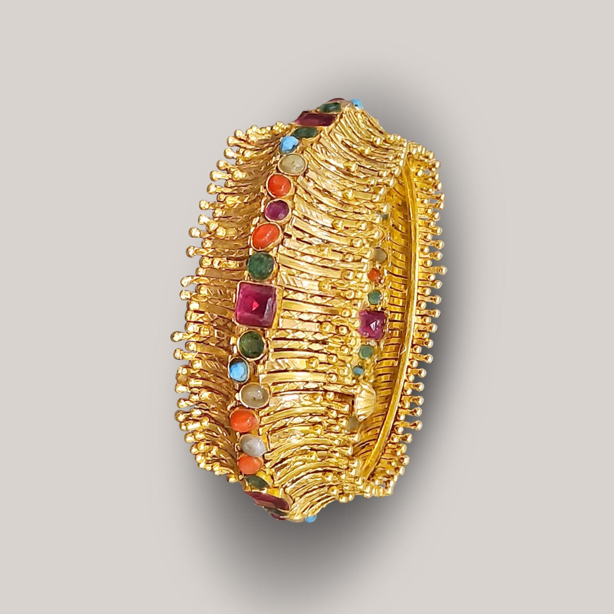 Rhombus Gemstone Gold Bangle