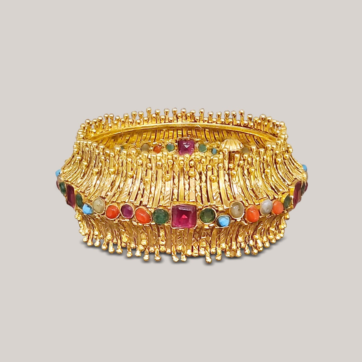 Rhombus Gemstone Gold Bangle