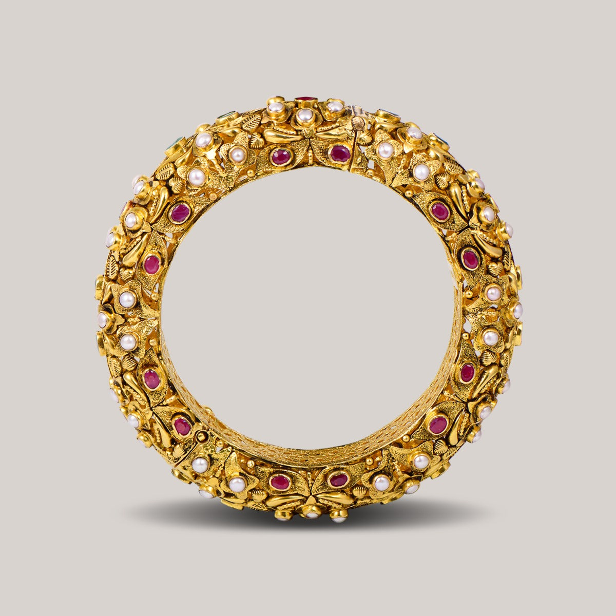 Krisla Gemstone Gold Bangle Set