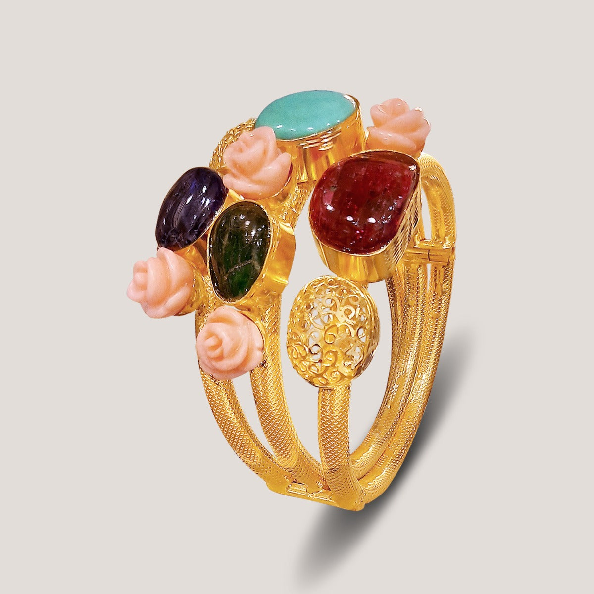 Evaline Multi-Stone Gold Bangle