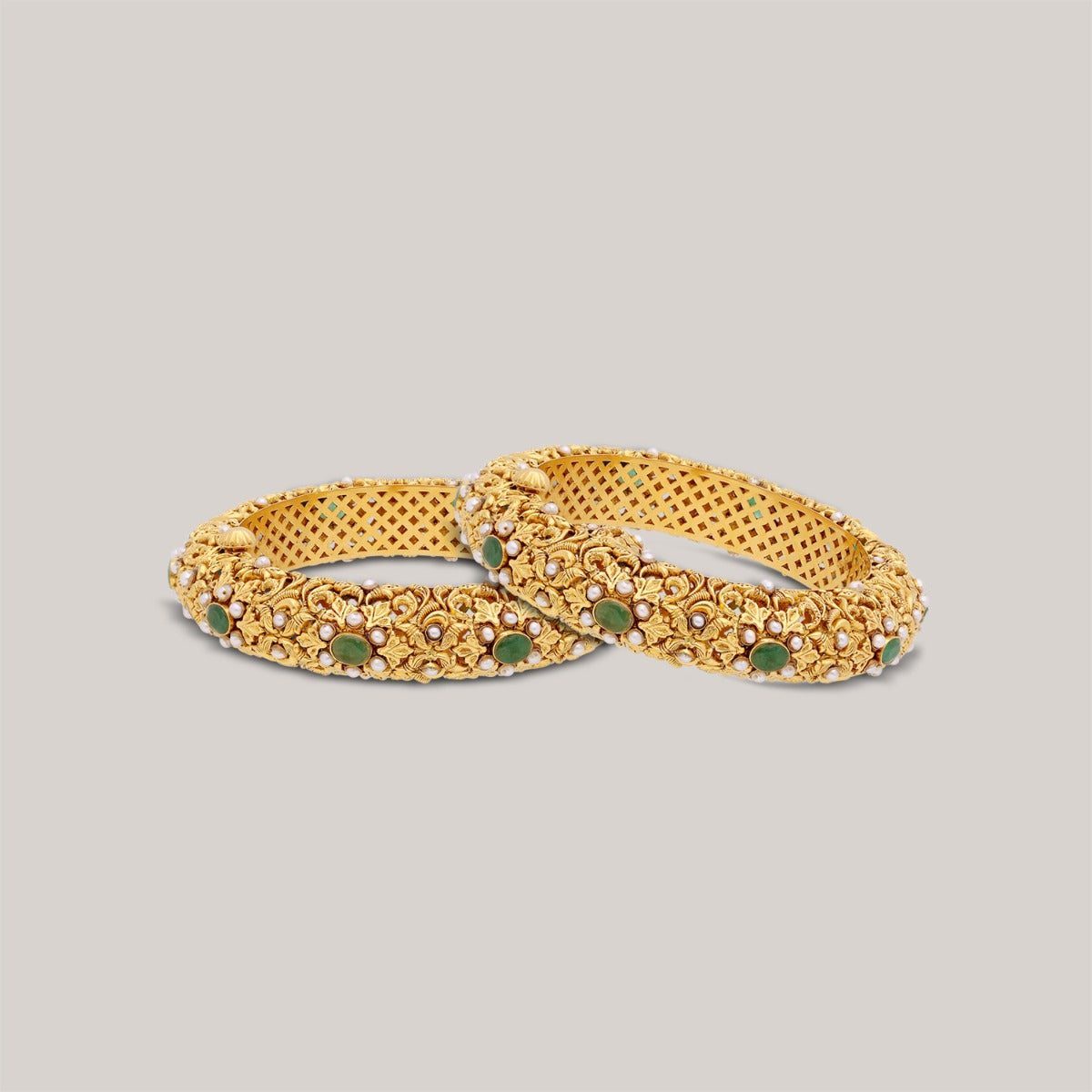 Majestic Emerald Gold Bangle Set
