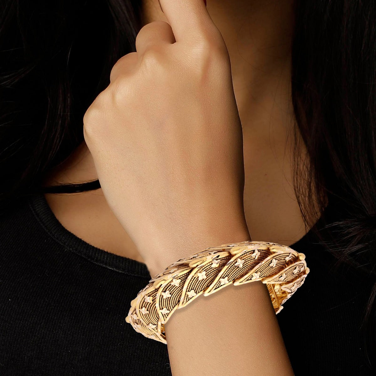Starry Night Twisted Gold Bangle