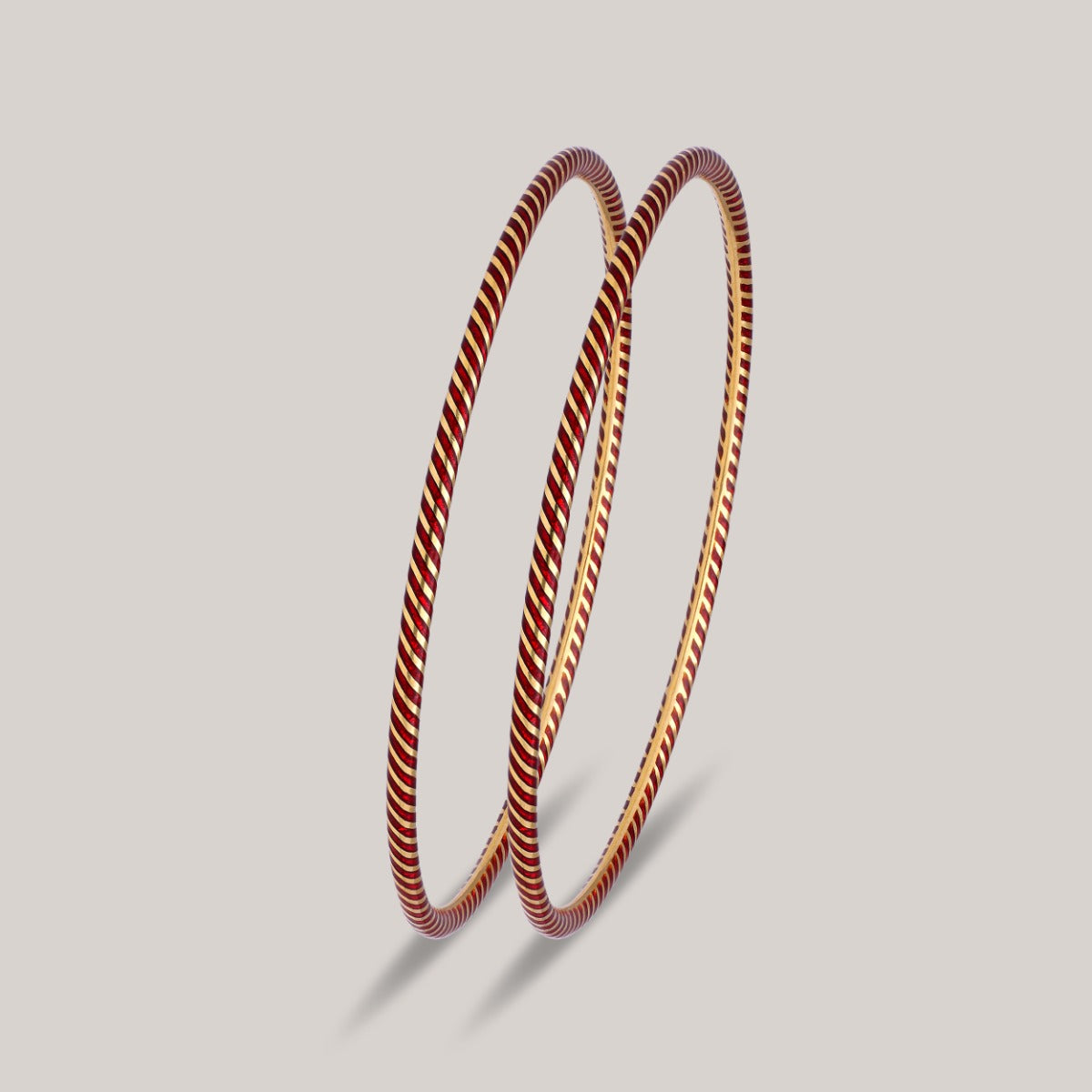 Crimson Twist Gold Bangle Set