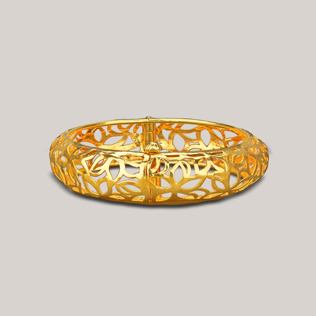 Three Petal Lotus Gold Bangle