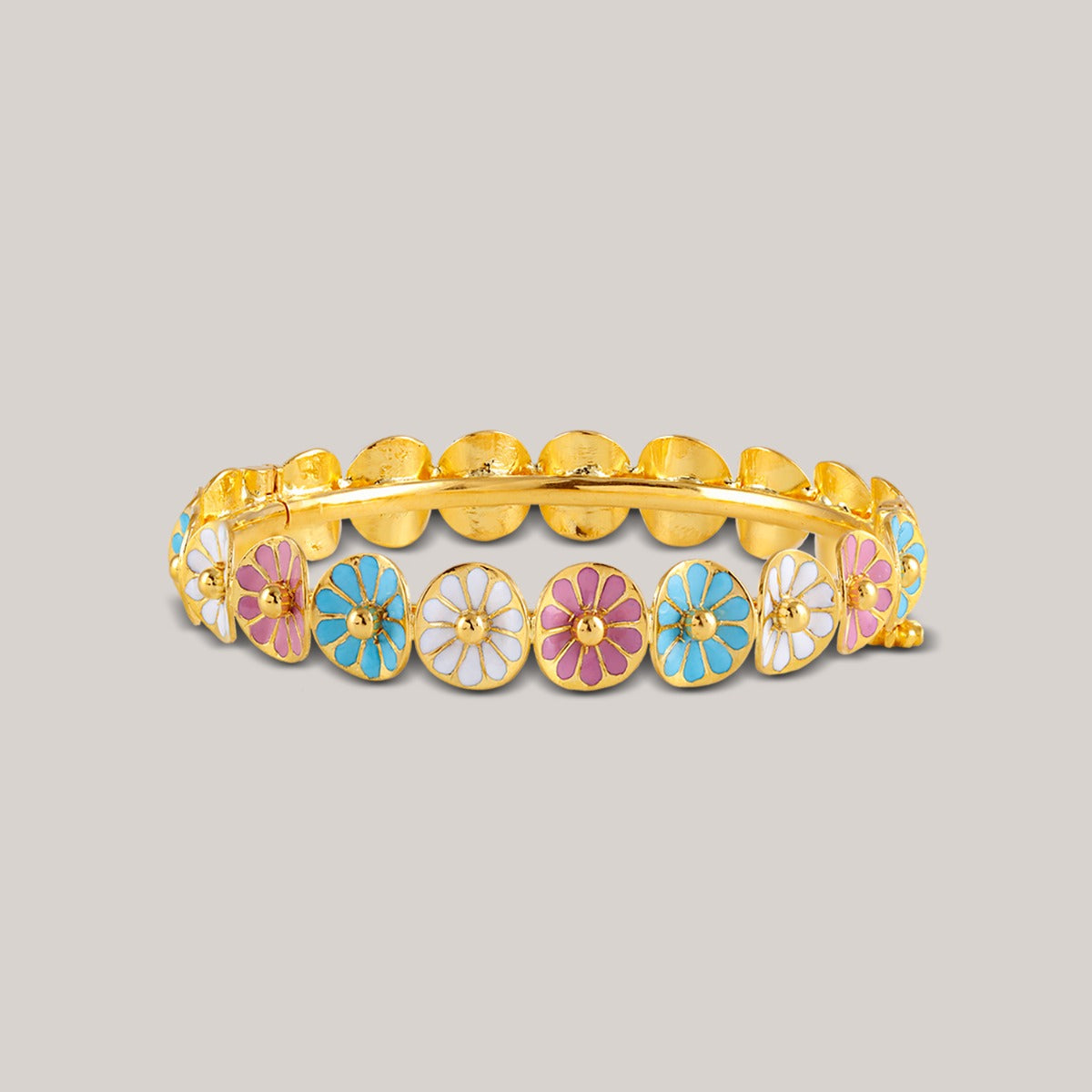 Pastal Floral Gold Bangle