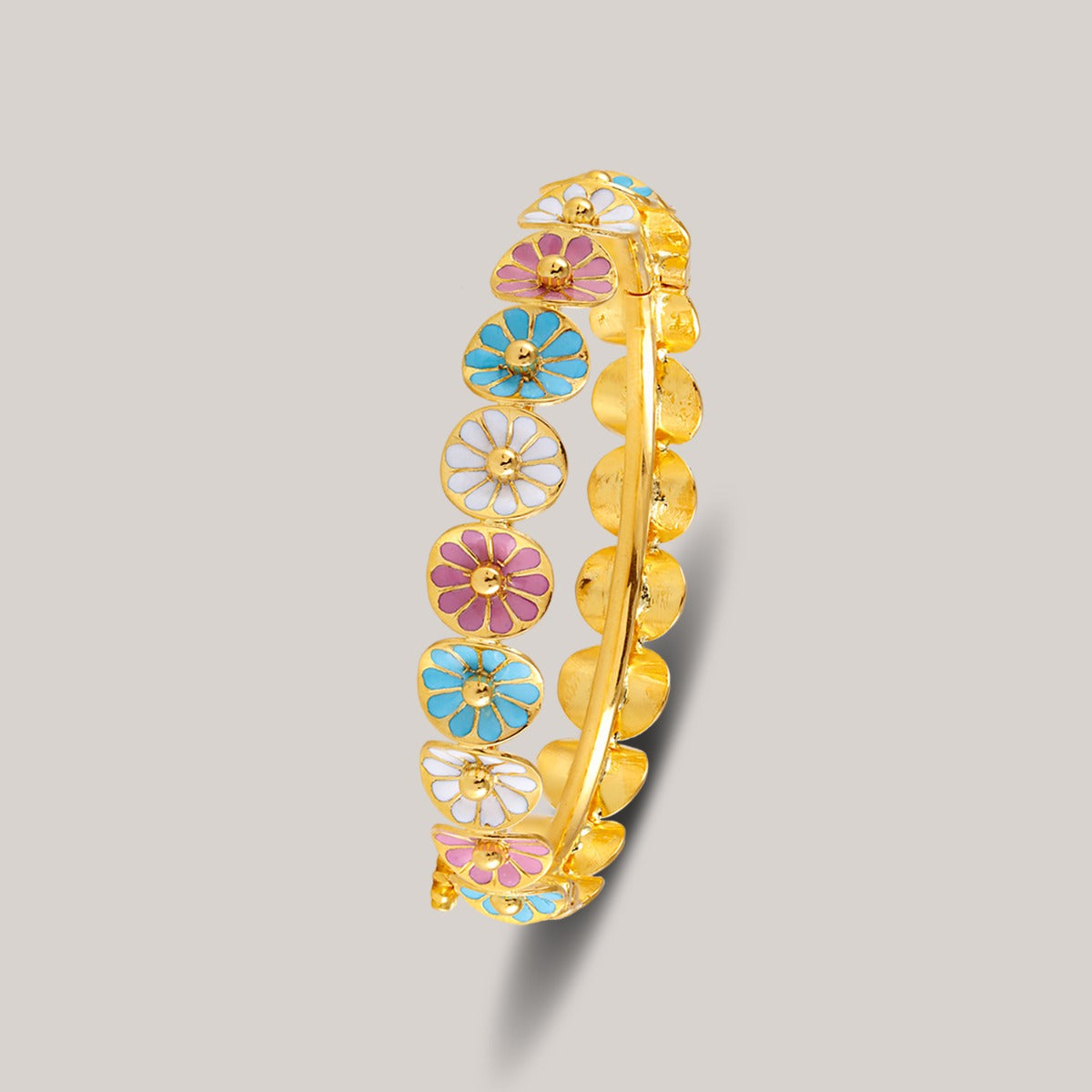 Pastal Floral Gold Bangle