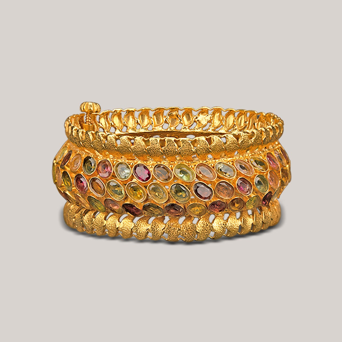Multi-Colored Stone Chunky Bangle