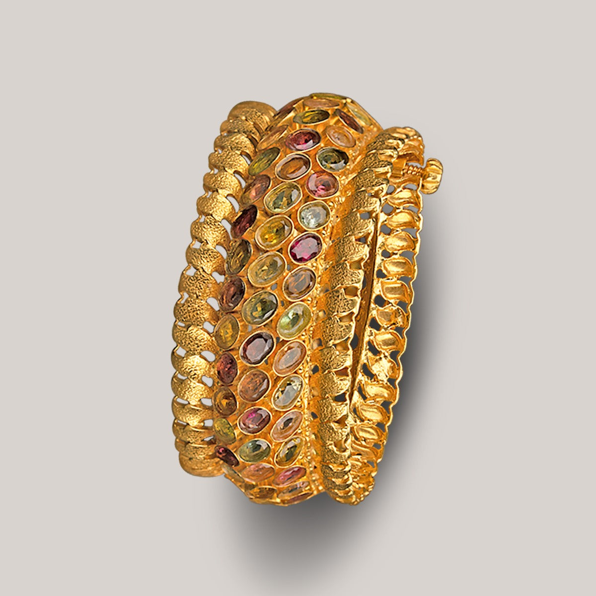 Multi-Colored Stone Chunky Bangle