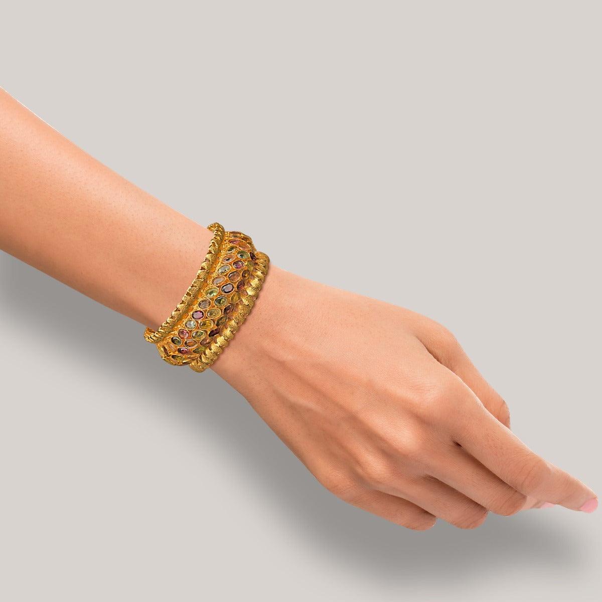 Multi-Colored Stone Chunky Bangle