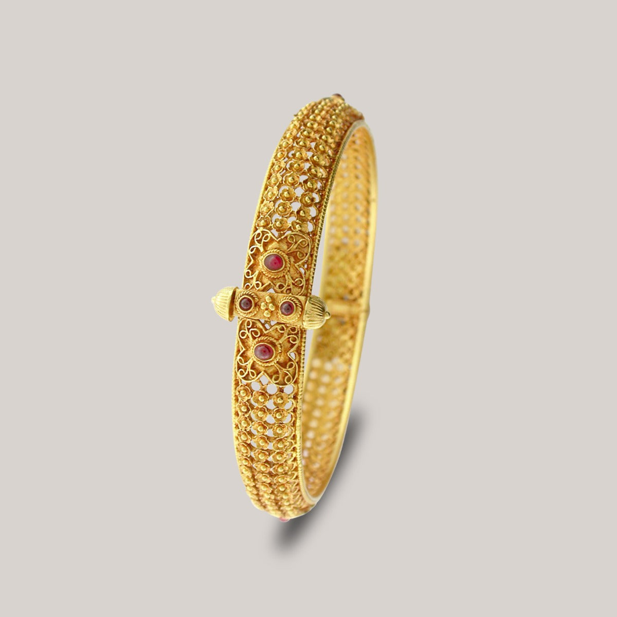 Ruby Studded Gold Kada